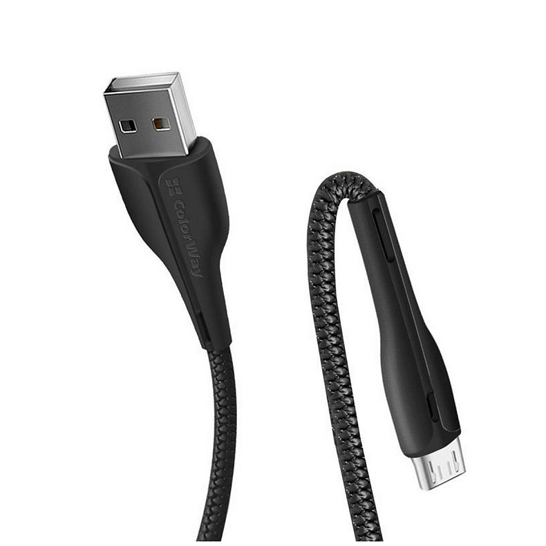 Кабель ColorWay USB-MicroUSB, 2.4А, 1м, PVC+Led, Black (CW-CBUM034-BK)