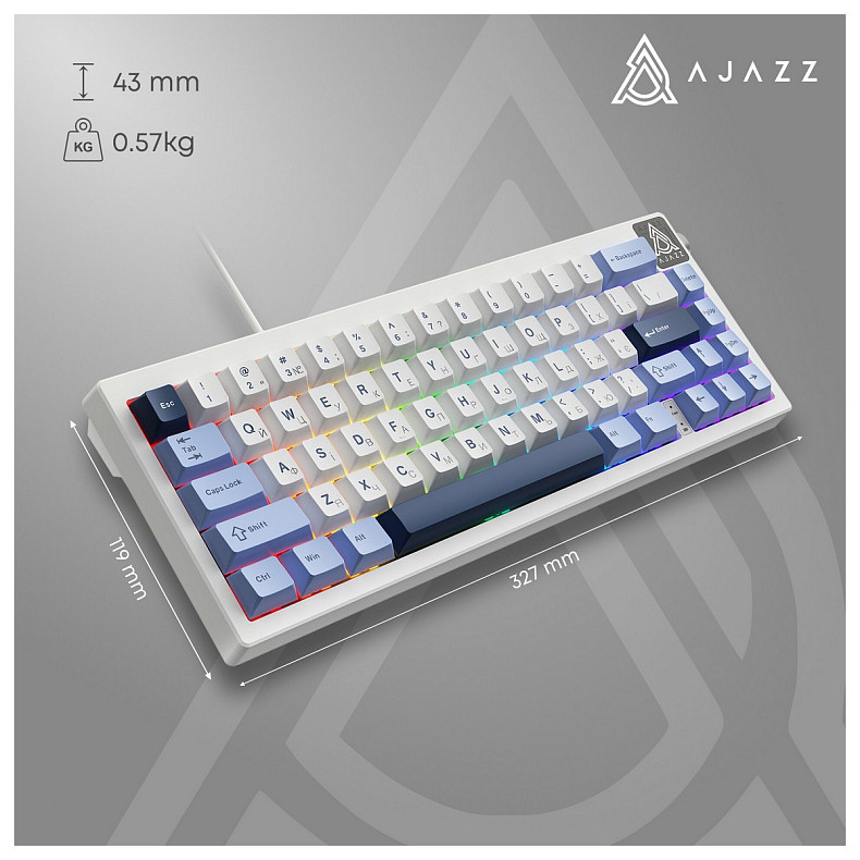 Клавиатура Ajazz AK650 Sea Salt Switch White USB-C (AK650-SS-BWB)