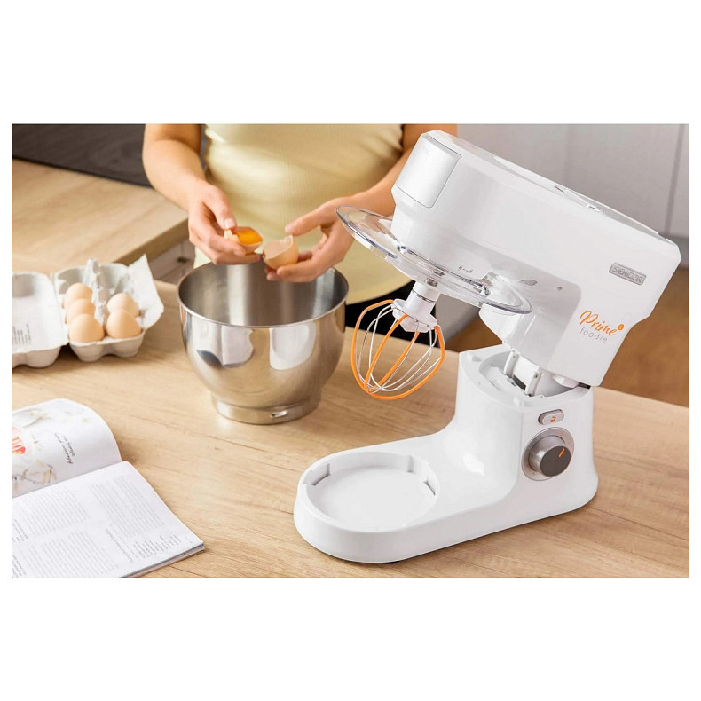 Кухонная машина Sencor 1000Вт, чаша-металл, корпус-пластик, насадок-12, белый