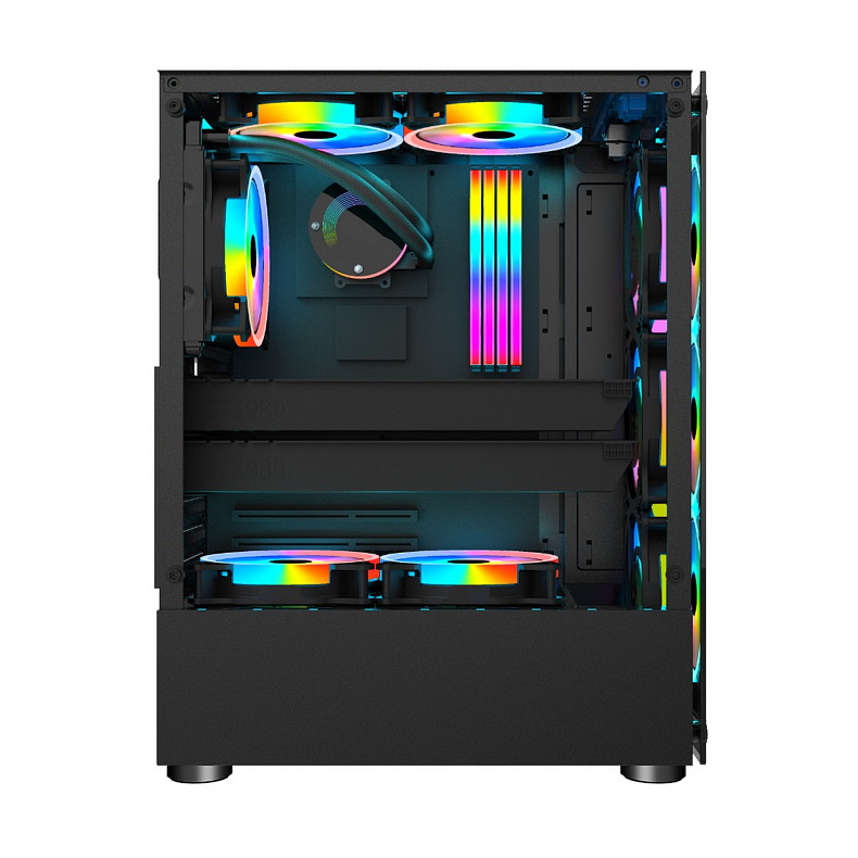 Корпус 1stPlayer V2-A-BK-4F1 Black без БП