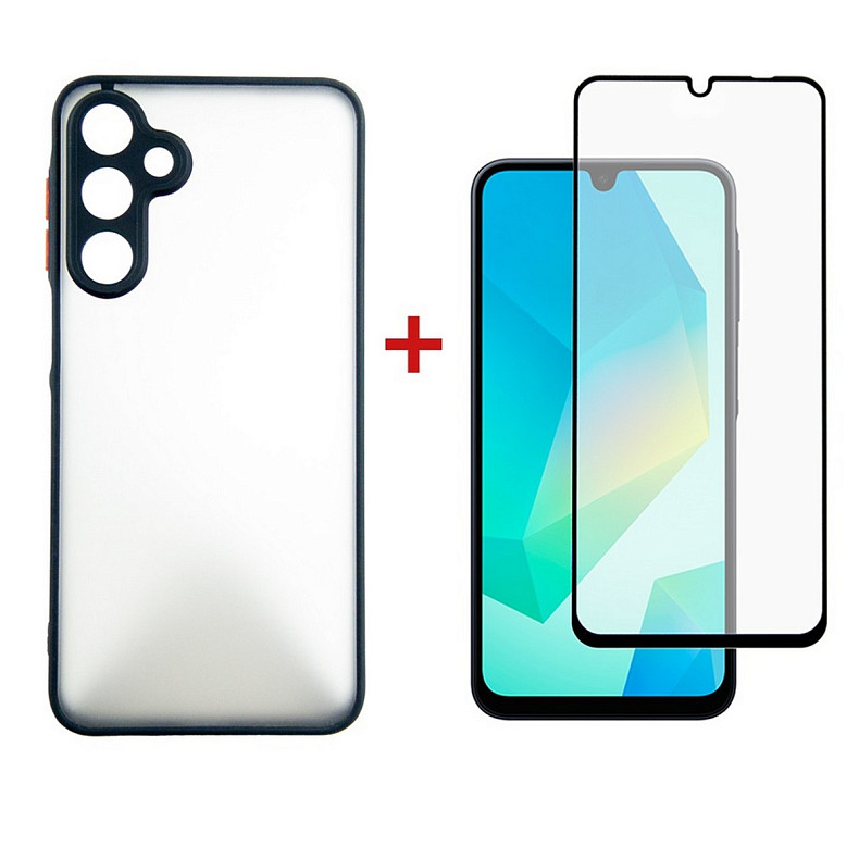 Чeхол-накладка Dengos Matt для Samsung Galaxy A16 SM-A165 Black (DG-KM-133) + защитное стекло