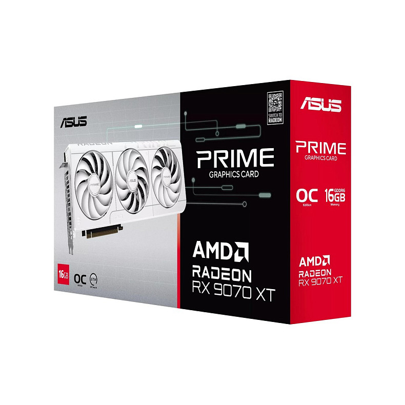 Видеокарта ASUS Radeon RX 9070 XT 16GB GDDR6 OC PRIME-RX9070XT-O16G-WHITE белый
