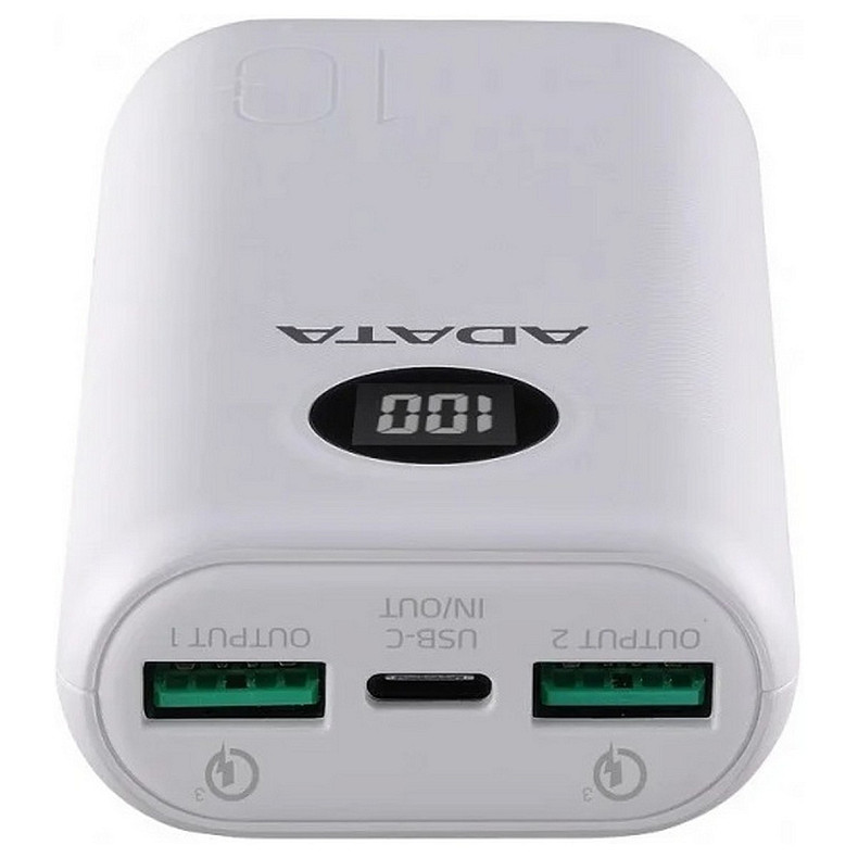 Универсальная мобильная батарея A-DATA P10000QCD 10000mAh White (AP10000QCD-DGT-CWH)