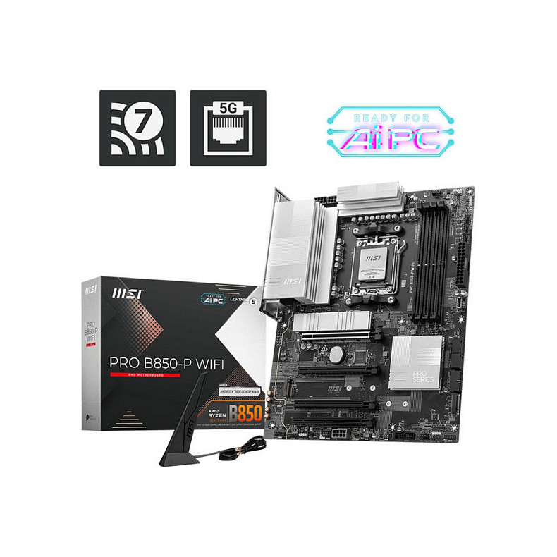 Материнcька плата MSI PRO B850-P WIFI sAM5 B850 4xDDR5 M.2 HDMI Wi-Fi BT ATX
