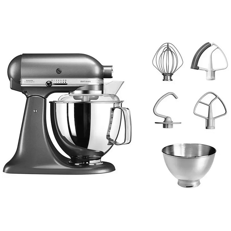 Кухонный комбайн KitchenAid Artisan 4,8 л 5KSM175PSEMS с откидным блоком серебряный медальон