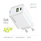 Сетевое зарядное устройство ColorWay GaN Mini 45W PD Port PPS USB (Type-C PD + USB QC4.0) White (CW-
