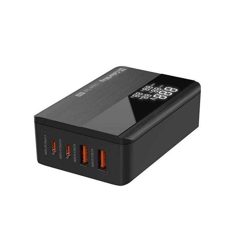 Зарядний пристрій ColorWay Power Delivery GaN (2USB-A + 2USB TYPE-C) (100W) Black (CW-CHS0)