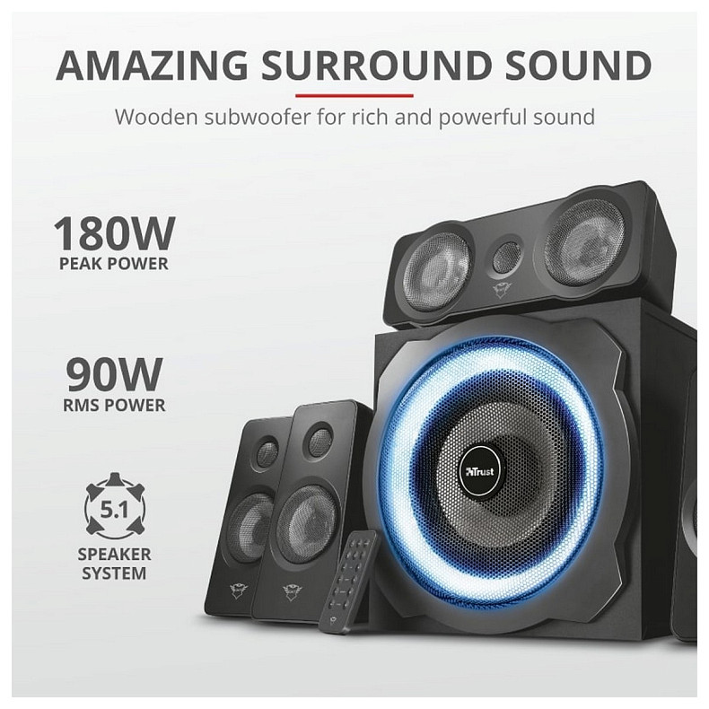 Акустична система Trust GXT 658 Tytan 5.1, 90Вт, AUX, чорний