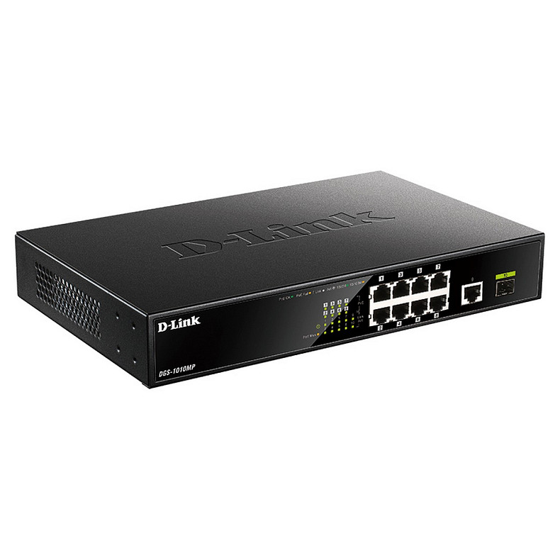 Коммутатор D-Link DGS-1010MP 9xGE PoE, 1xSFP, 125W