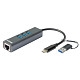 Мережевий адаптер D-Link DUB-2332 1xGE, 3xUSB-C, USB-C з адаптером USB-C/USB-A