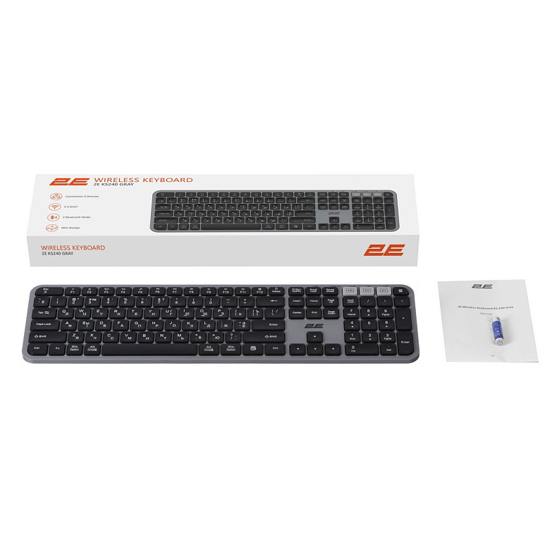 Клавіатура 2E KS240 WL BT Gray (2E-KS240WG)