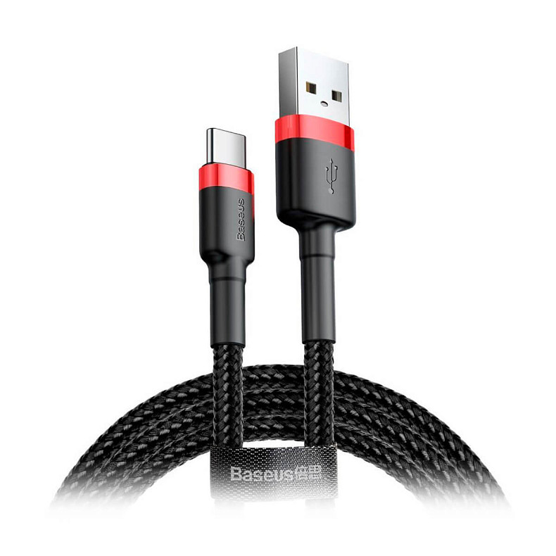 Кабель Baseus Сafule Cable USB For Type-C 2A 2м Red+Black (CATKLF-C91)