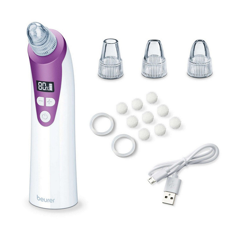 Масажер Beurer для обличчя вакуумний, акумулятор, USB, 3 режими, білий
