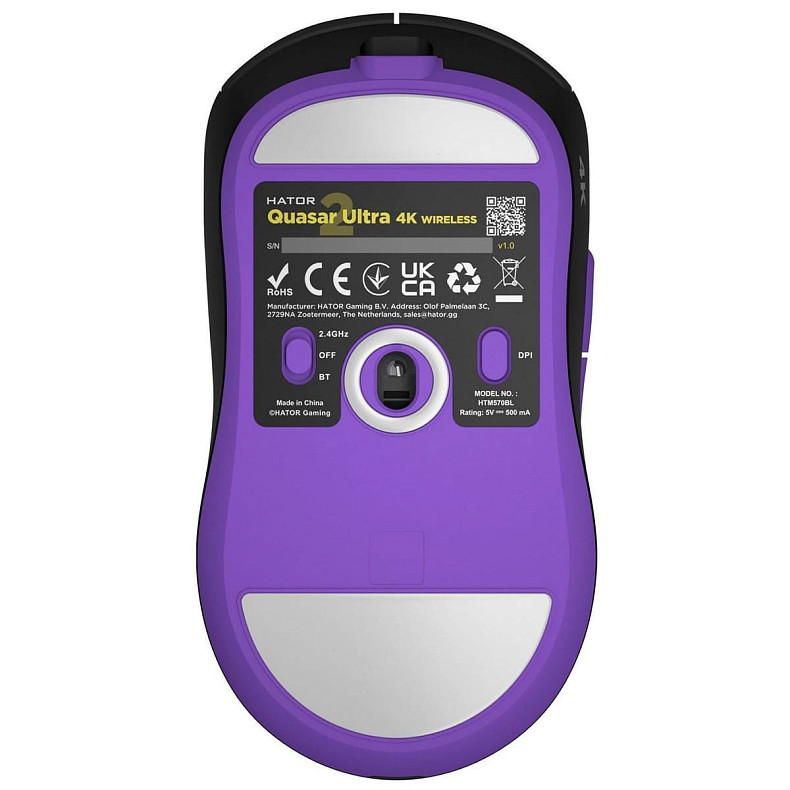 Мышь HATOR Quasar 2 ULTRA 4K wireless (HTM570BL) black/lilac