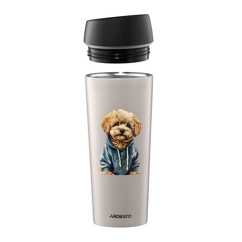 Термокухоль Ardesto Coffee Time Maltipoo 450мл, нержавіюча сталь, бежевий (AR2645MP)