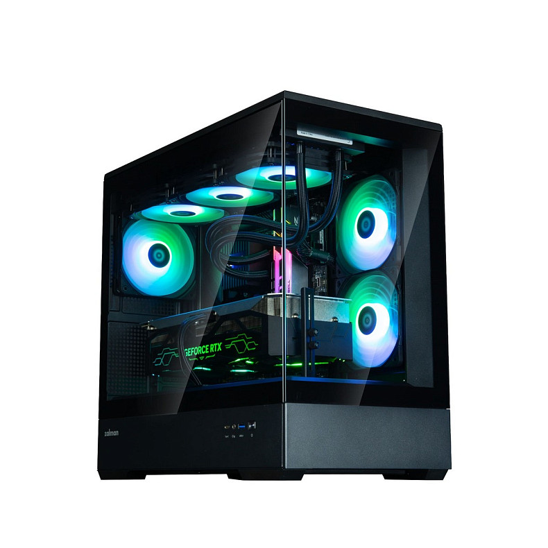 Корпус Zalman P30 Black V2, без БЖ, 1xUSB3.0, 1хUSB Type-C, 3x120мм ARGB, TG Front/Side Panel, mATX,
