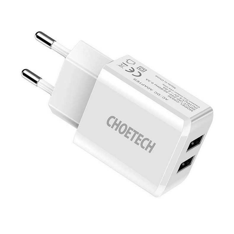 Сетевое зарядное устройство Choetech (2USBх2A) White (C0030)