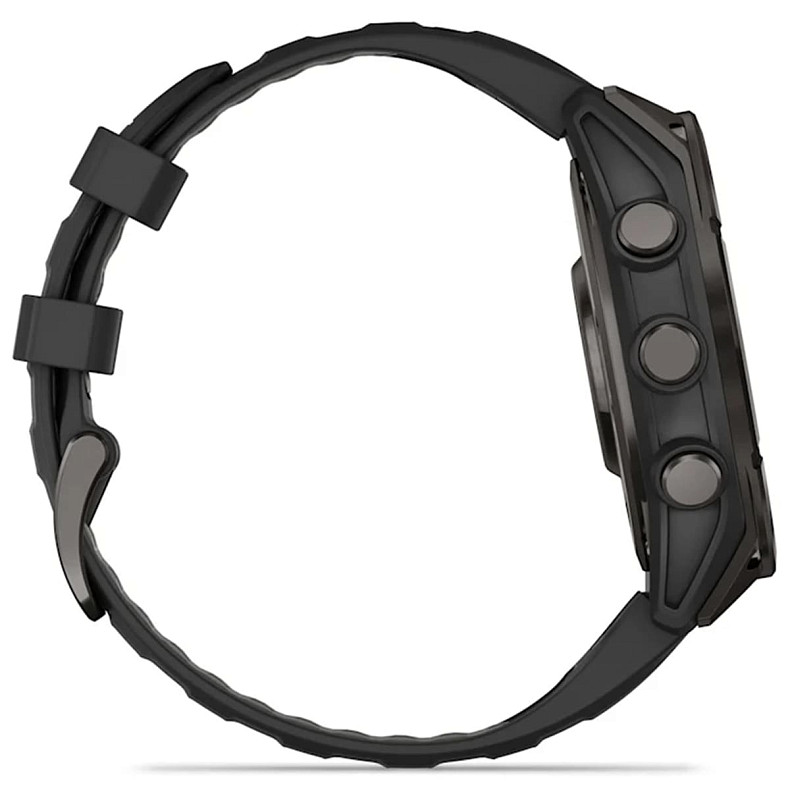 Спортивний годинник GARMIN Fenix 8 47mm AMOLED Sapphire Carbon Gray DLC Titanium with Black Silicone Band