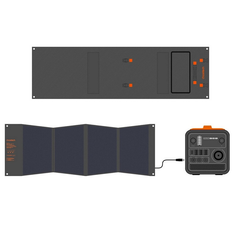 Солнечная панель Choetech 120W DC120W, 1*USB QC3.0 18W,1*USB-C PD3.0 60W 177x53см