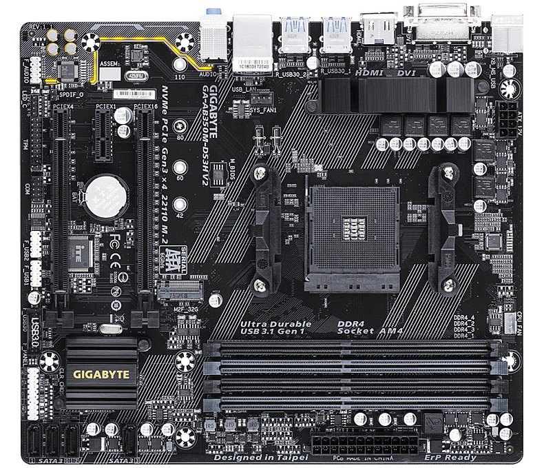 Материнская плата Gigabyte GA-AB350M-DS3H V2 Socket AM4