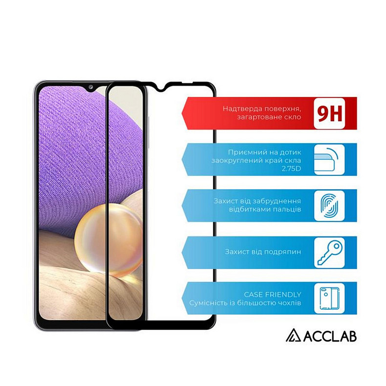 Захисне скло ACCLAB Full Glue для Samsung Galaxy A32 SM-A325 Black (1283126510533)