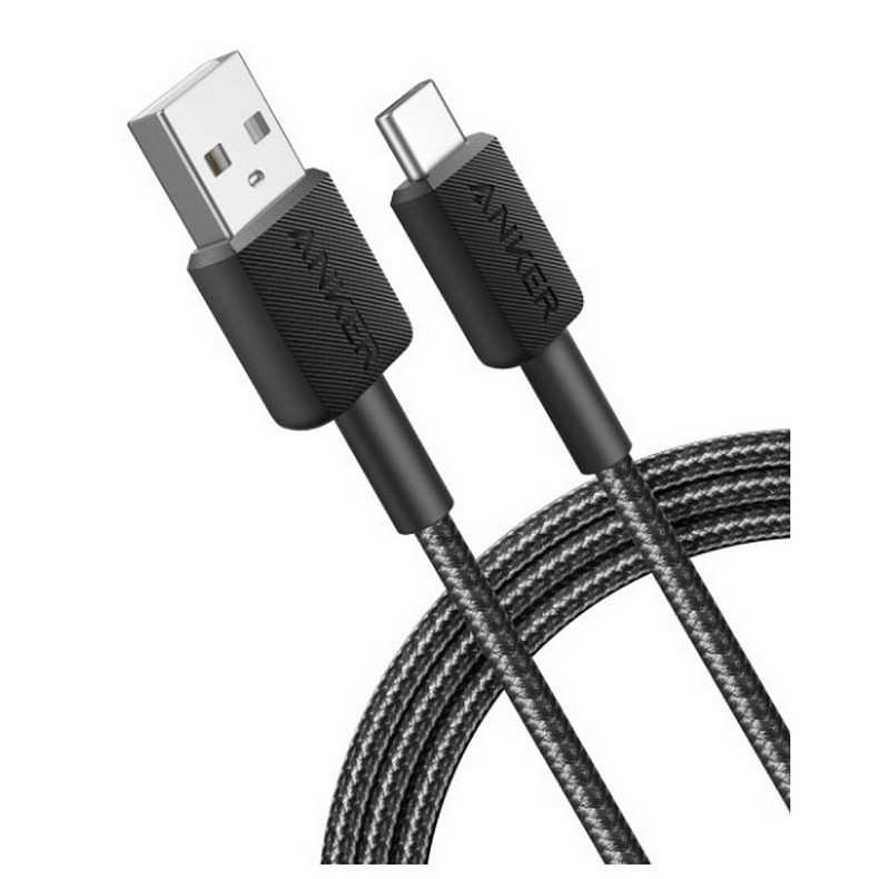Кабель ANKER 322 USB-A to USB-C - 0.9m Nylon (Чорний)