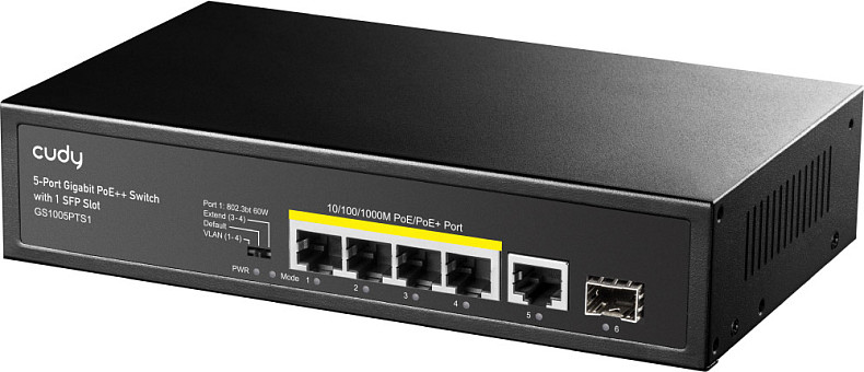Комутатор Cudy GS1005PTS1, 5 порт Gigabit PoE+ Switch with 1 SFP Port 120W