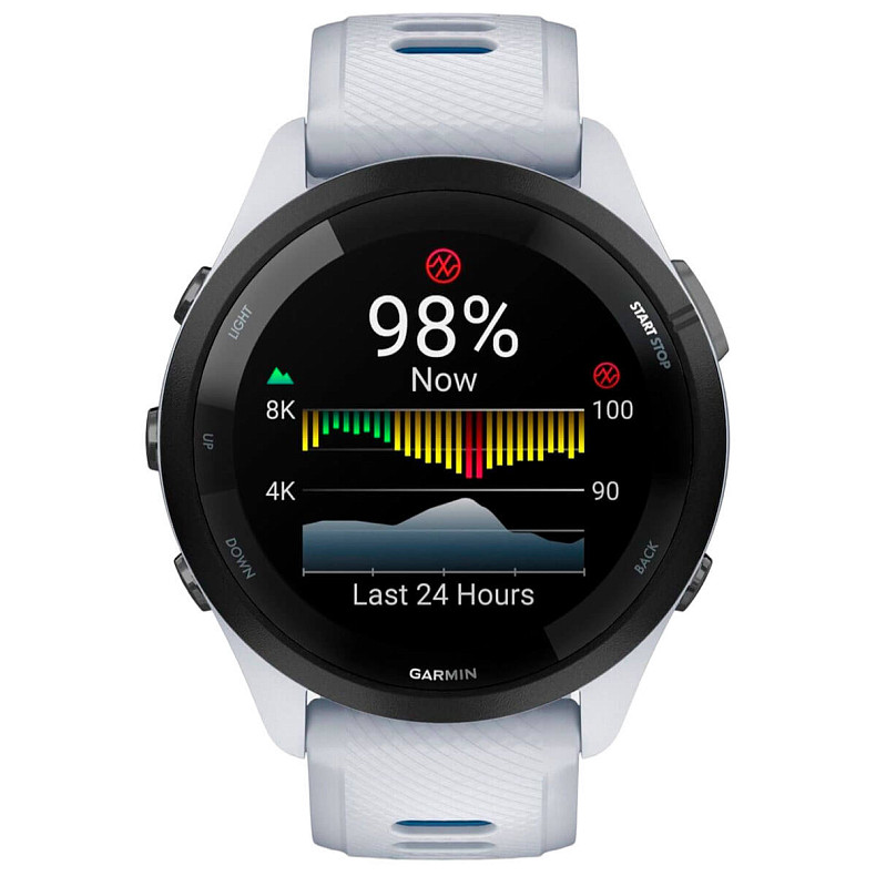 Спортивний годинник GARMIN Forerunner 265 Black Bezel with Whitestone Case and Whitestone/Tidal Blue Silicone Band