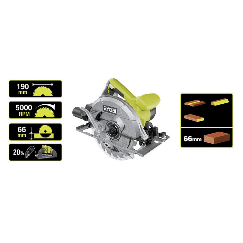 Пила дисковая Ryobi RCS1400-G 1400Вт 190мм 3.3кг