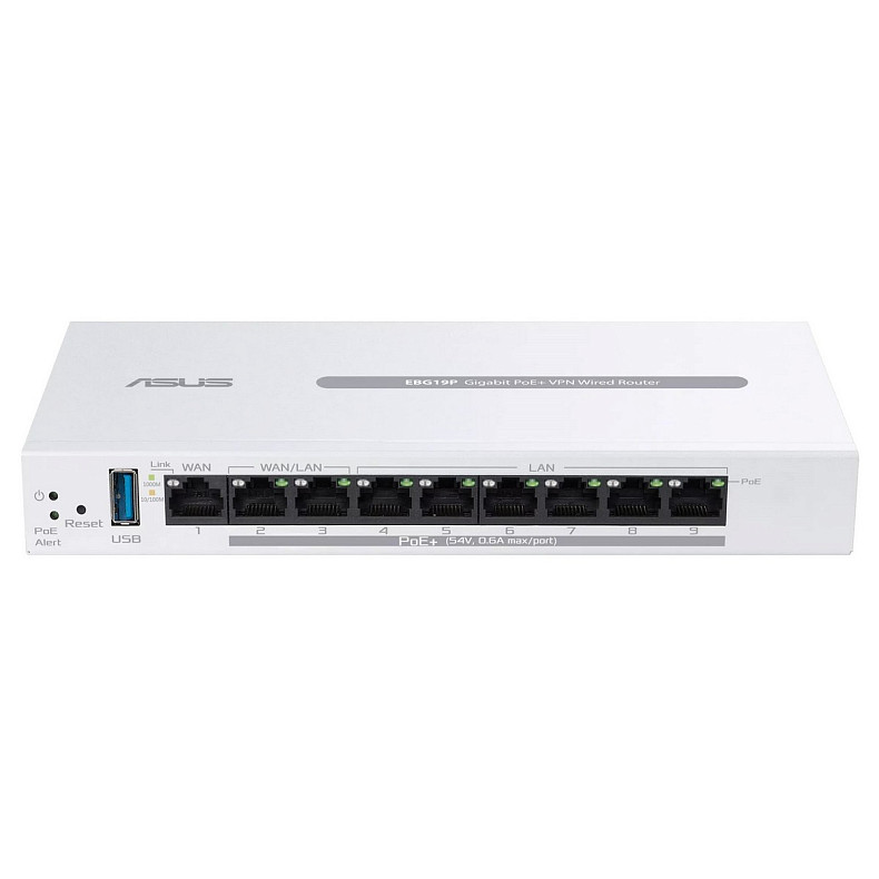 Маршрутизатор ASUS ExpertWiFi EBG19P 8xGE LAN (8xPoE), 1xGE WAN, 1xUSB 3.2, 123W, BT