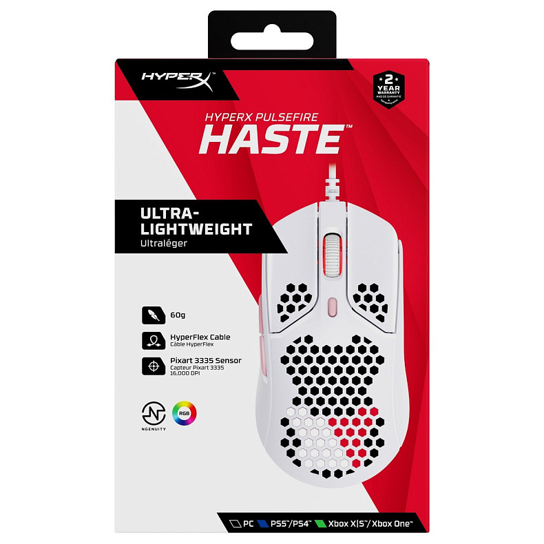 Мишка HyperX Pulsefire Haste USB, White/Pink