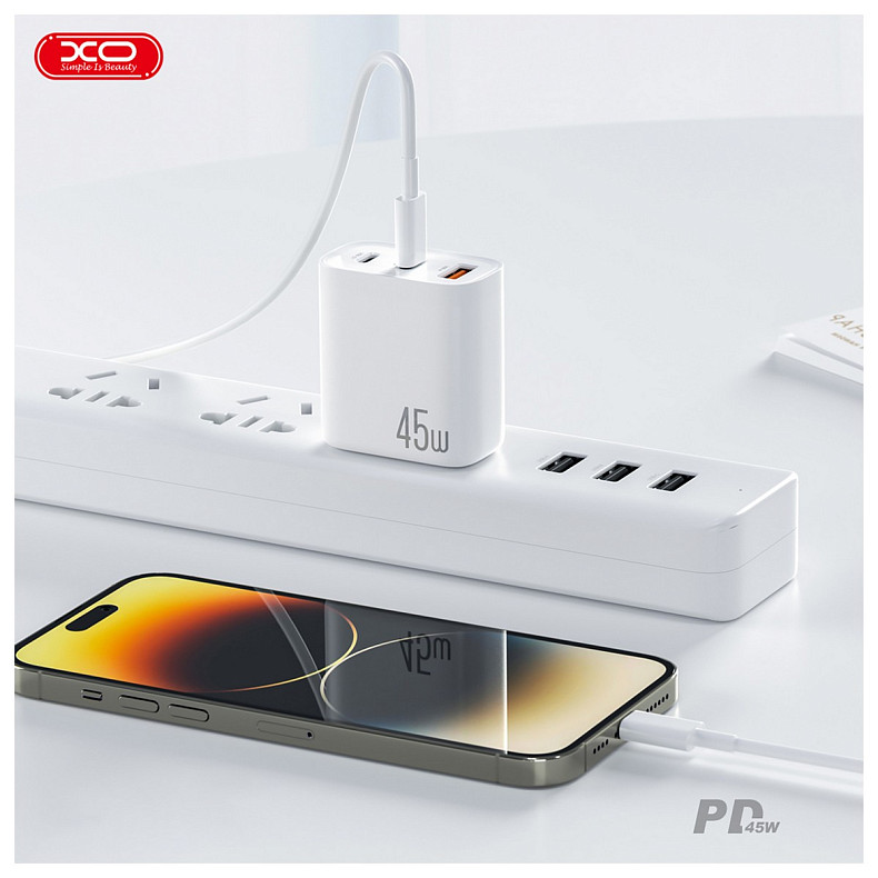 Зарядний пристрій XO L117 (2USB-С, 1USB, 3А) PD, QC 3.0 White (L117-CC.white)