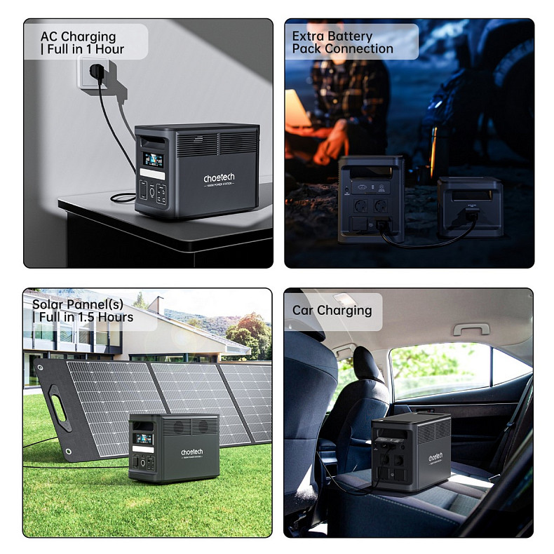 Зарядная станция Choetech BS065 1800Вт (1536Вт/ч) AC, LiFePo4, MPPT, UPS, USB-C PD100 Вт