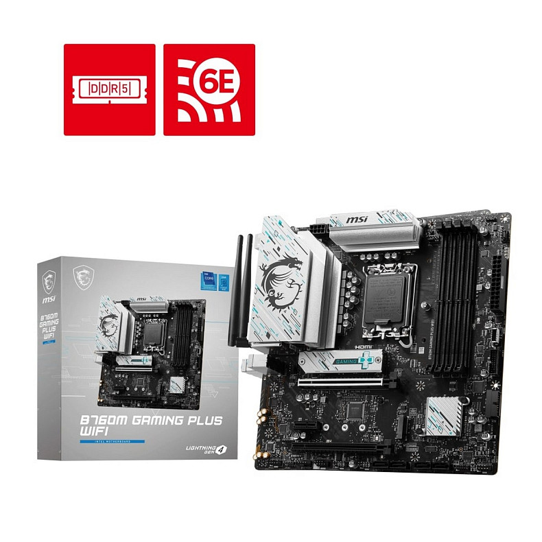 Материнcька плата MSI B760M GAMING PLUS WIFI s1700 B760 4xDDR5 M.2 HDMI DP WiFi BT mATX