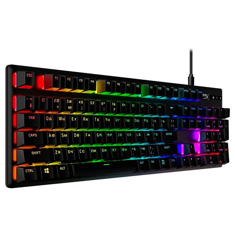 Клавіатура HyperX Alloy Origins Aqua RGB PBT ENG/RU Black (639N5AA) USB