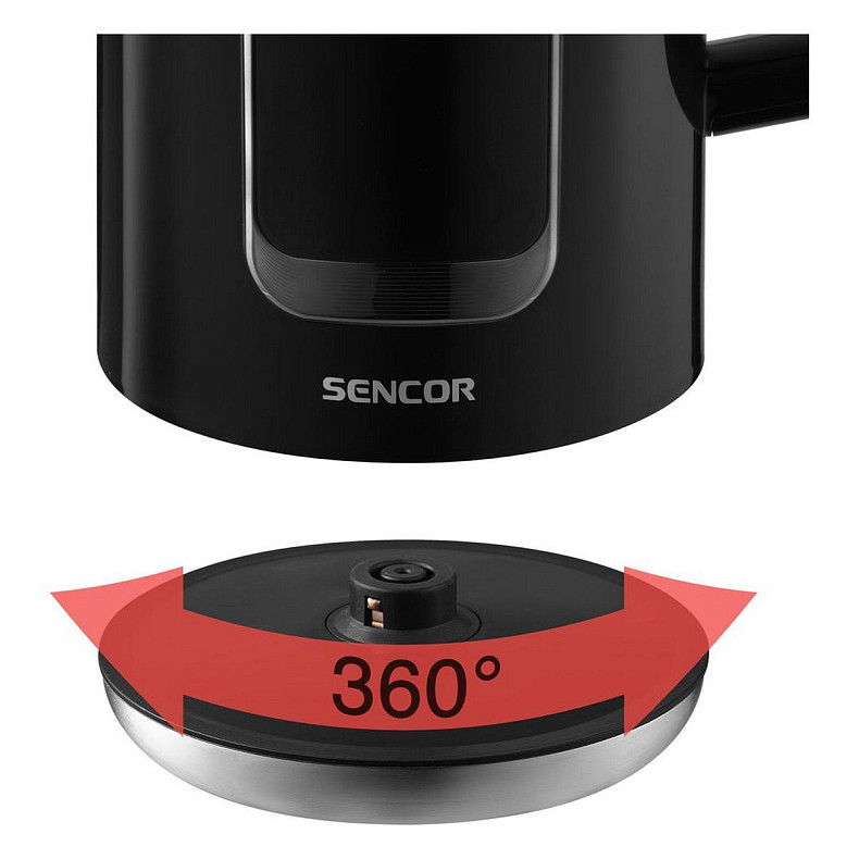 Електрочайник Sencor 1.7л, Strix, LED дисплей, подвійні стінки, сенс. керування, чорний