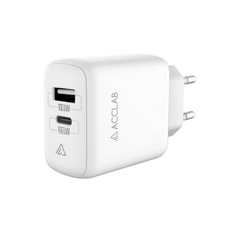 Зарядний пристрій AccLab AL-TC220 (1xUSB, 1xType-C) White (1283126556494)