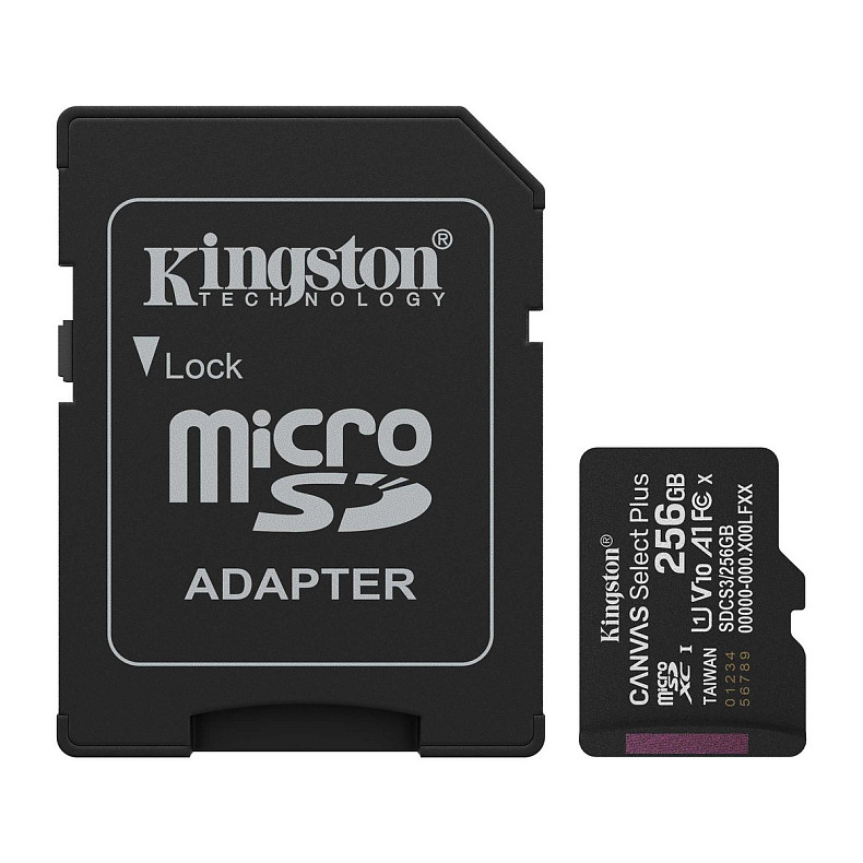 Карта пам'яті Kingston microSD 256GB C10 UHS-I A1 V10 R150MB/s + SD (SDCS3/256GB)