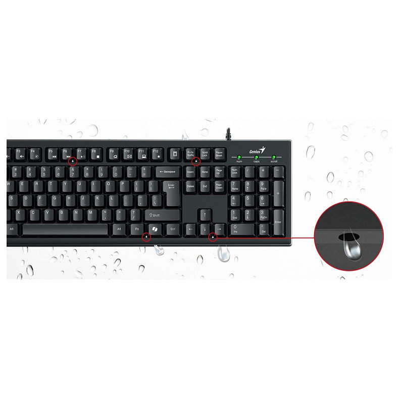 Комплект клавіатура та миша Genius KM-100SE, AI, EN/UKR, чорний