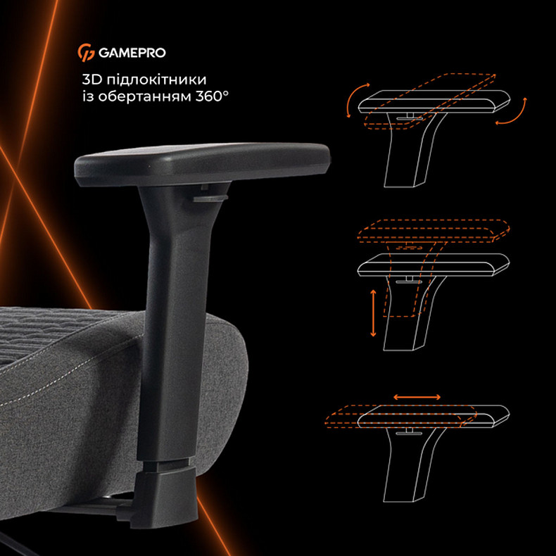 Крісло ігрове GamePro GC760DG Fabric Dark Gray