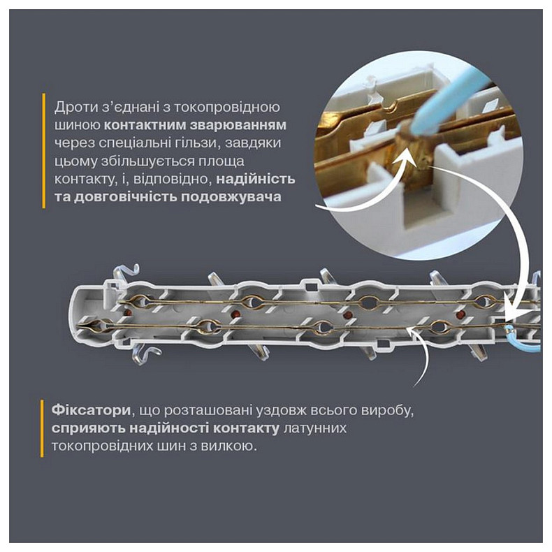 Подовжувач блоковий (ABS) Electrum 2 гнізда 2м C-ES-1782