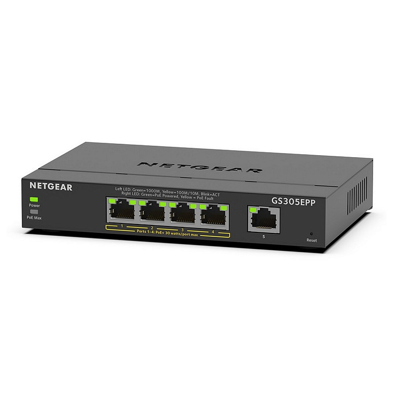 Коммутатор NETGEAR GS305EPP 4xGE PoE+ (120Вт), 1xGE, управляемый