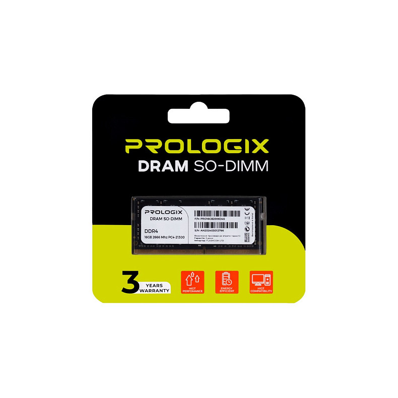 ОЗП SO-DIMM 16GB/2666 DDR4 Prologix (PRO16GB2666D4S)