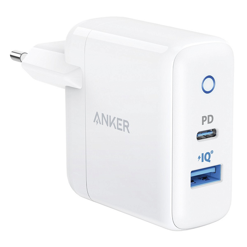 Мережевий зарядний пристрій ANKER PowerPort PD+ 2 – 20W 1xPD & 15W 1xUSB (Білий)