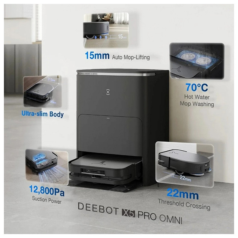 Робот-пилосос Ecovacs Deebot Ozmo X5 Pro Omni (DDX39) Black