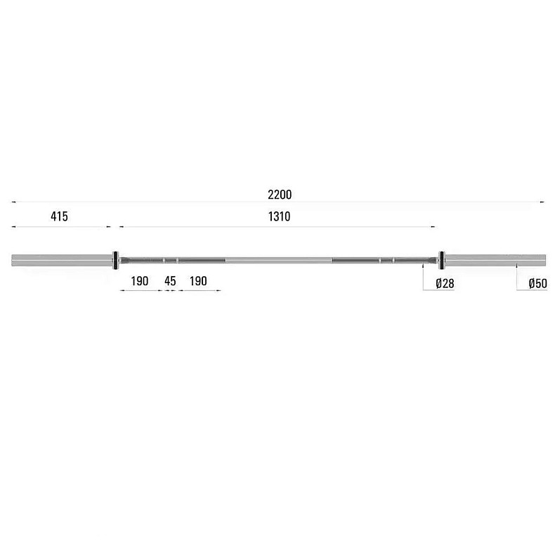 Гриф для штанги Toorx Max 1000 Kg Cross Competition 220 см 50 мм (BO-1000)