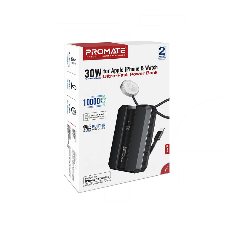 Универсальная мобильная батарея Promate Neo-10 10000mAh 30W Black (neo-10.black)