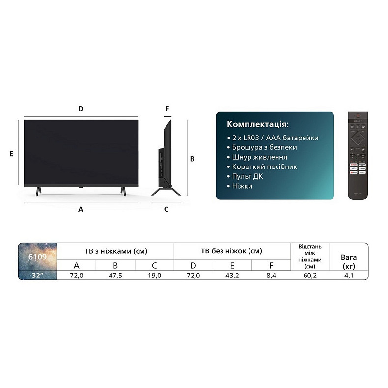 Телевизор PHILIPS 32PFS6109/12