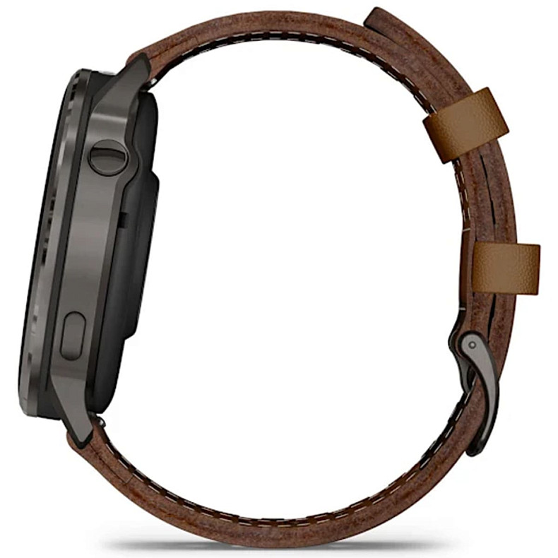 Смарт-годинник GARMIN Venu 4 45 mm Slate with Black Silicone Band and Brown Leather Band (010-03014-03)