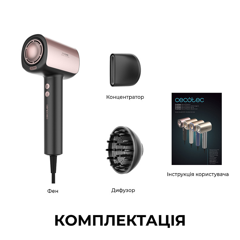 Фен CECOTEC DryGlam Nano Plasma Black